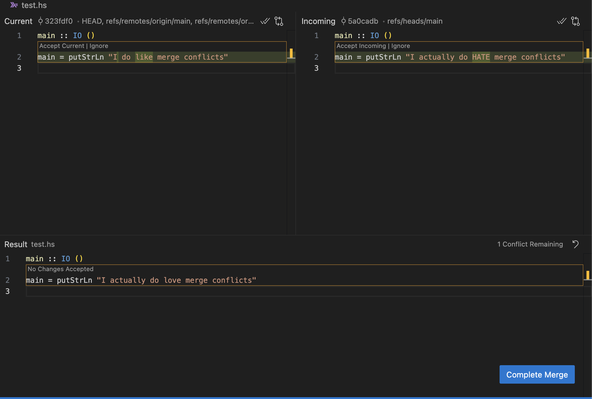Merge editor