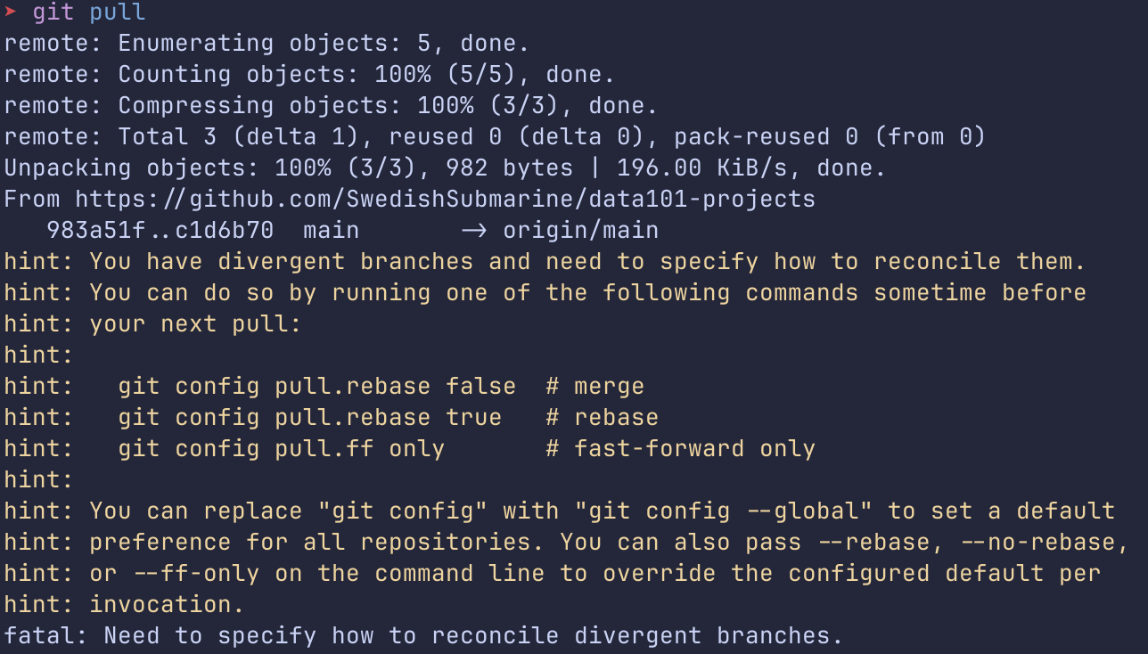 Terminal merge conflict